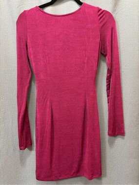 Fuchsia Open Back Long Sleeve Dress